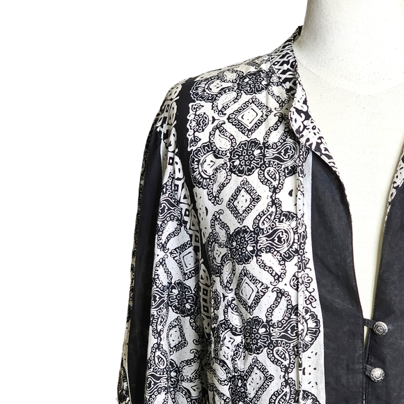 Prana Vintage Paisley Geometric Printed Black White Tunic Size XL - Picture 4 of 16